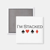 トランプのポーカーTシャツ：「積み重ね」 マグネット (正面/裏面)