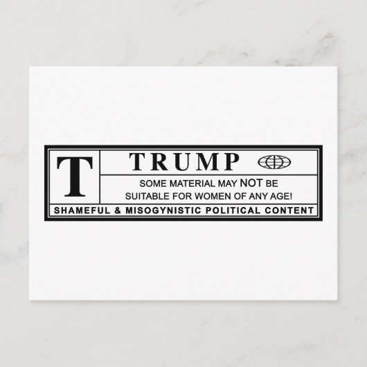 トランプのレーベル警告に反対する女性 ポストカード (正面)