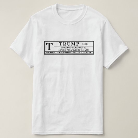 トランプのレーベル警告に反対する女性 Tシャツ (デザイン正面)