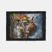 トランプの列車に乗ってドナルドおもしろいトランプ2024 Ele フリースブランケット (正面(横))