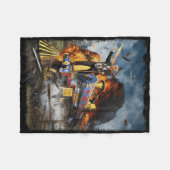 トランプの列車に乗ってドナルドおもしろいトランプ2024 Ele フリースブランケット (正面(横))