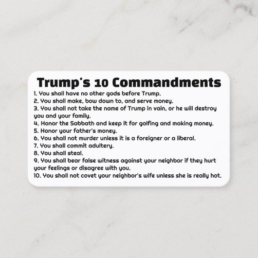 トランプの十戒 名刺 (正面)