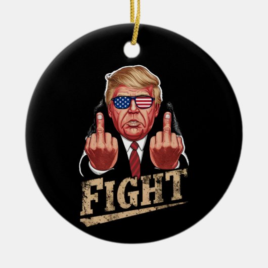 トランプの対米選挙レトロヴィンテージ セラミックオーナメント (正面)
