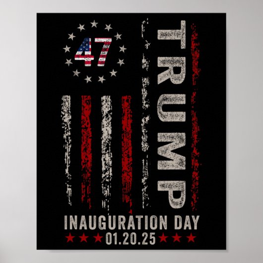 トランプの就任式の日2025メモリアビリア米国国旗V ポスター (正面)