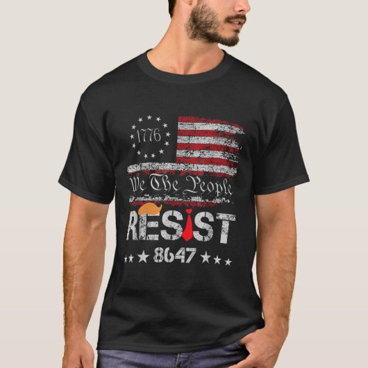 トランプの抗議アンチ政治米国旗に抵抗する Tシャツ (正面)