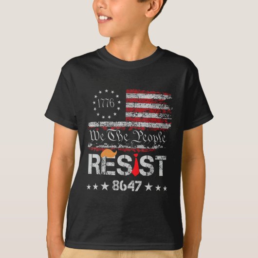 トランプの抗議アンチ政治米国旗に抵抗する Tシャツ (正面)