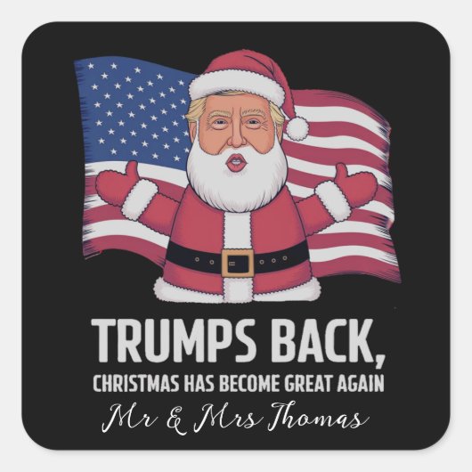 トランプの背中:クリスマスが再素晴らし生 スクエアシール (正面)