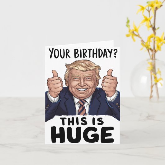 トランプの親指アップ誕生日カード – 巨大お祝い カード (黄色い花)