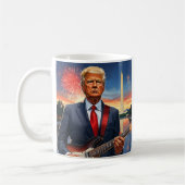 トランプの遊エレキギターワシントン記念碑 コーヒーマグカップ (左)
