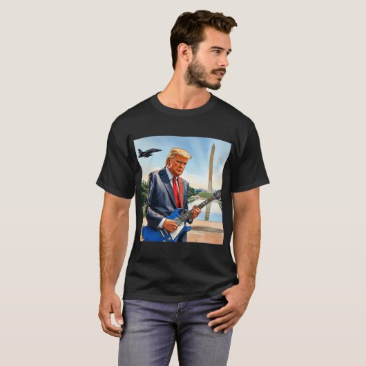 トランプの遊エレキギターワシントン記念碑 Tシャツ (正面フル)