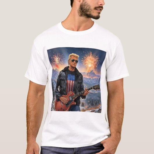 トランプの遊エレキギター花火アメリカ人 Tシャツ (正面)