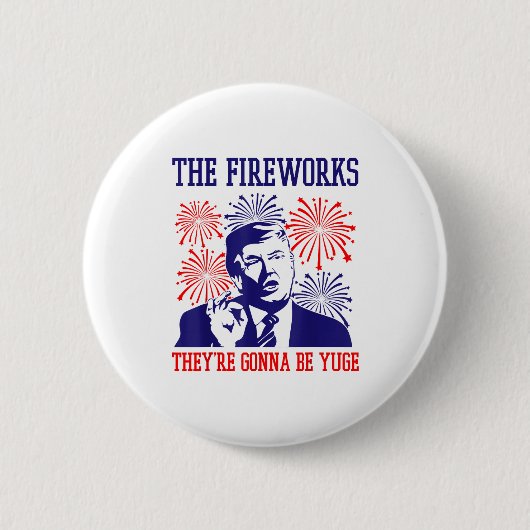 トランプの面白いクオート 花火 7月4日  缶バッジ (正面)