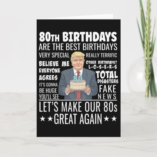 トランプの面白い言葉 80歳の誕生日デザイン 誕生日プレゼント カード (正面)