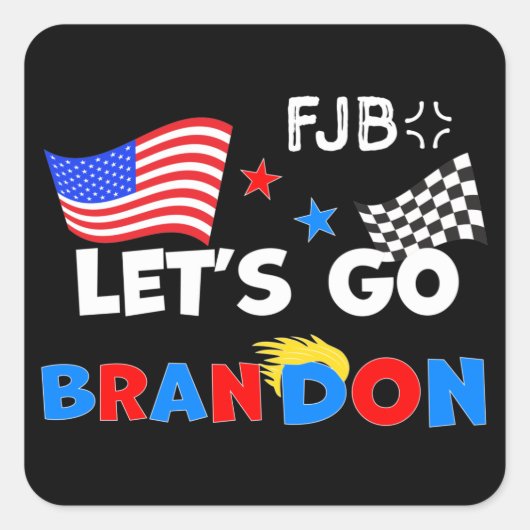 トランプの髪でブランドンを行こう スクエアシール (正面)