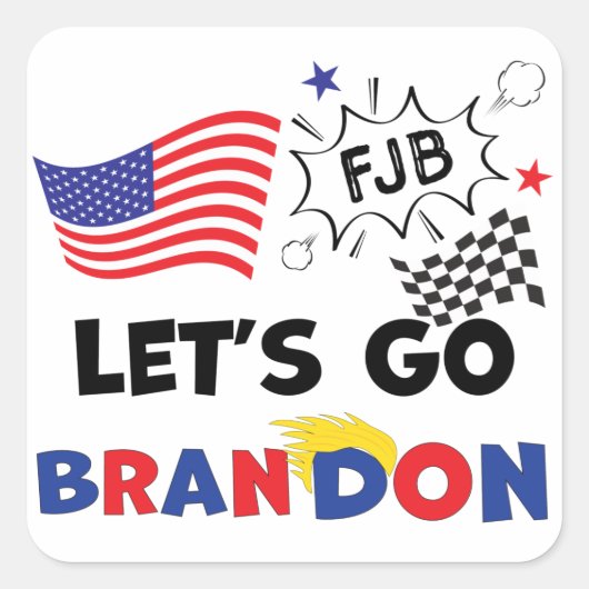 トランプの髪でブランドンを行こう スクエアシール (正面)