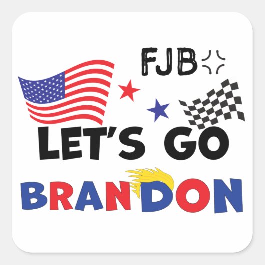 トランプの髪でブランドンを行こう スクエアシール (正面)