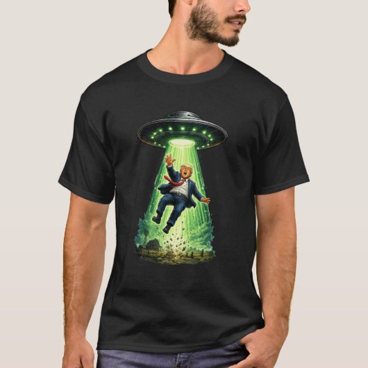 トランプのUFO誘拐 宇宙人ジョーク Tシャツ (正面)