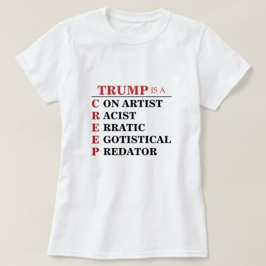 トランプはクリープ捕食者の詐欺師の社長である Tシャツ (デザイン正面)