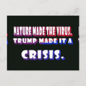 トランプはコロナウイルスを危機的な白文字にした ポストカード (正面)