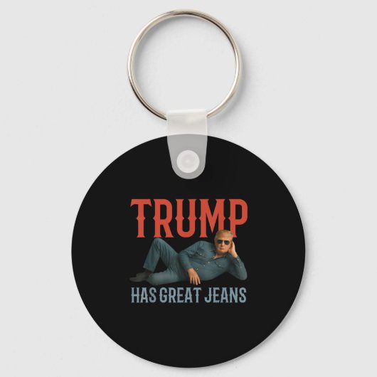 トランプはジーンズ素晴らしの政治おもしろいミームを持つ キーホルダー (正面)