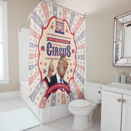 トランプはピエロである – ヴィンテージサーカスのポスター シャワーカーテン (インサイチュ)