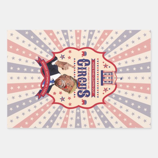 トランプはピエロである – ヴィンテージサーカスのポスター ラッピングペーパーシート (正面2)