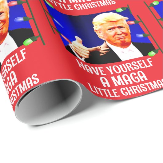 トランプはマグアの小さなクリスマスラッピング紙を持っている ラッピングペーパー (ロールコーナー)