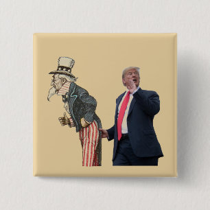 トランプは叔父サムを迎える 缶バッジ