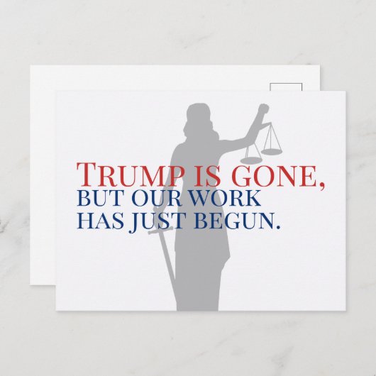 トランプは消えたけれども我々の仕事は正義を成していない ポストカード (正面/裏面)