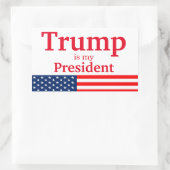 トランプは私の大統領の白とアメリカ国旗だ 長方形シール (バッグ)