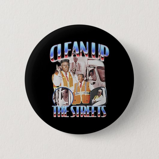 トランプは通り選挙を一掃Garbageman Gar 缶バッジ (正面)