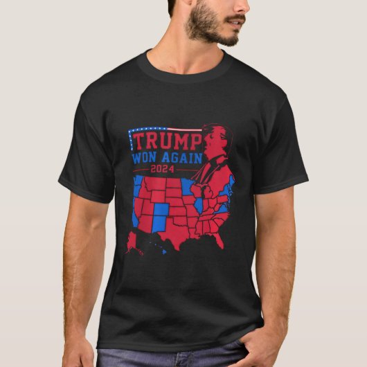 トランプは2024年に再び米国の赤波の地図を勝ち取る Tシャツ (正面)