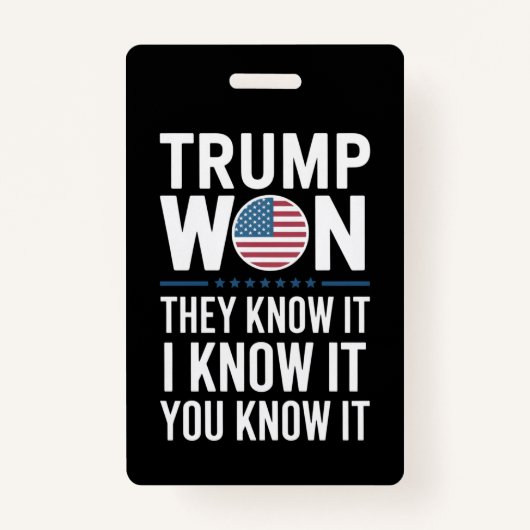 トランプは2024第47代大統領勝利を知って勝った バッジ (正面)