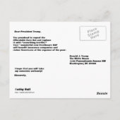 トランプへのアドレス指定済みポストカードTrumpcare ポストカード (裏面)