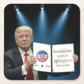 トランプもっとも偉大・アメー結婚ジング スクエアペーパーコースター (正面)
