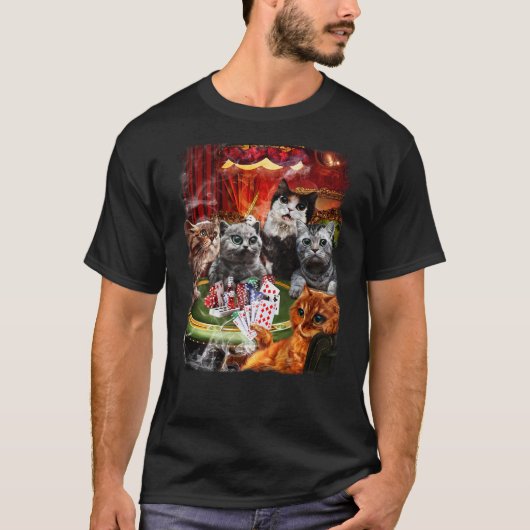 トランプをする猫のカード Tシャツ (正面)