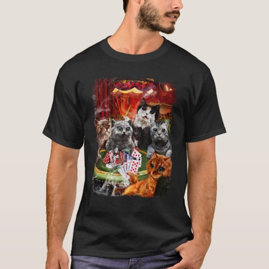 トランプをする猫 カード Tシャツ (正面)