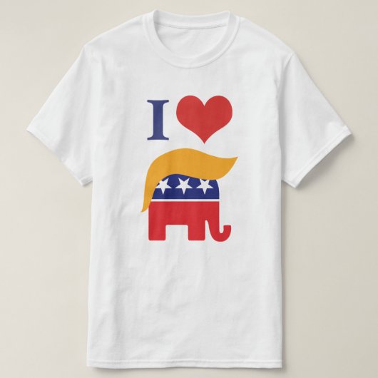 トランプを愛してます - GOP象の髪のロゴ Tシャツ (デザイン正面)
