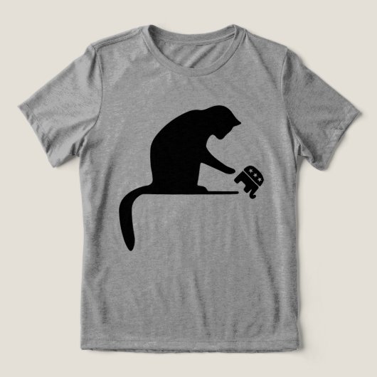 トランプを捨てる猫 トライブレンドTシャツ (デザイン正面)