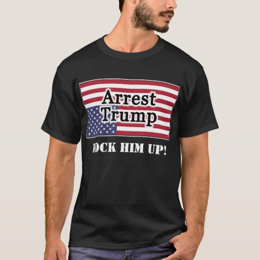 トランプを逆さアメリカ国旗で逮捕する Tシャツ (正面)