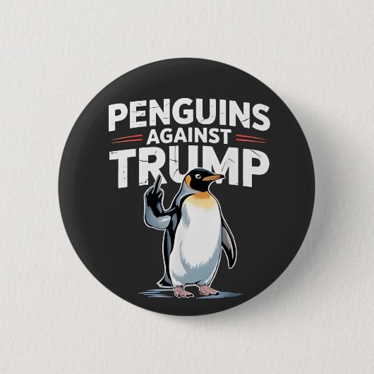 トランプアンチに対するペンギンTarrifsに抵抗する 缶バッジ (正面)