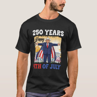 トランプカウボーイハット250周年7月4日おめでとう Tシャツ