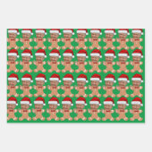 トランプカスタム顔フォトジンジャーブレッドクリスマス ラッピングペーパーシート (正面)