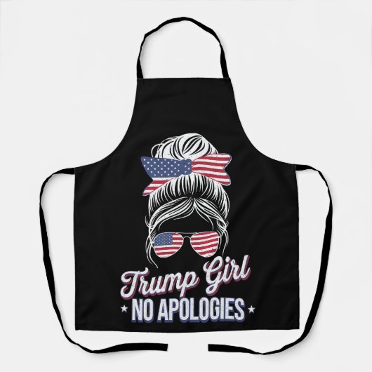 トランプガールいいえ謝罪メッシーバンレトロヴィンテージ エプロン (正面)