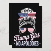 トランプガールいいえ謝罪メッシーバンレトロヴィンテージ 招待状 (正面/裏面)