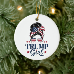 トランプガールお団子ヘア トランプ 2024年選挙 アメリカ セラミックオーナメント