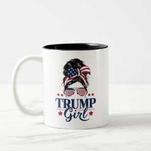トランプガールお団子ヘア トランプ 2024年選挙 アメリカ ツートーンマグカップ