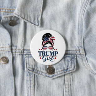 トランプガールお団子ヘア トランプ 2024年選挙 アメリカ 缶バッジ