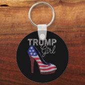トランプガールスティレトスハイヒールアメリカンきらきら光る国旗 キーホルダー (正面)