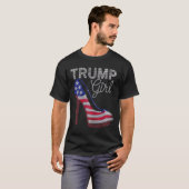 トランプガールスティレトスハイヒールアメリカンきらきら光る国旗 Tシャツ (正面フル)